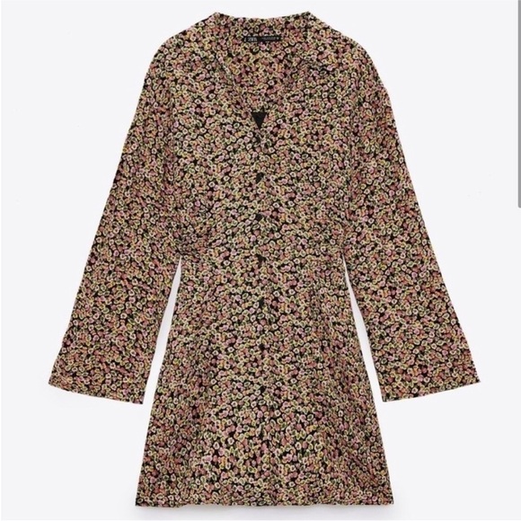 Zara floral retro mini dress BLOGGERS FAVORITE!! NWT - Picture 6 of 13